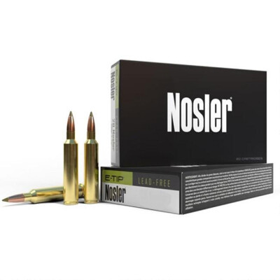 Nosler E-Tip 7mm Remington Magnum Ammunition 20 Rounds 150 Grain E-Tip Lead Free Green Polymer Tip Projectile 3000fps
