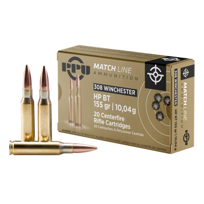 Prvi Partizan PPU Match .308 Win Ammunition 20 Rounds 155gr HPBT 2789fps