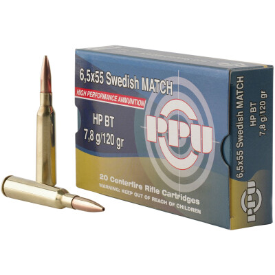 Prvi Partizan PPU Match 6.5x55 Swedish Ammunition 20 Rounds 120 Grain HPBT 2720fps