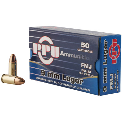 Prvi Partizan PPU 9mm Luger Ammunition 50 Rounds 124 Grain FMJ 1120fps