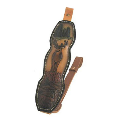 Hunter Trophy Custom Rifle Sling with Deer Picture Leather Brown 27-40
