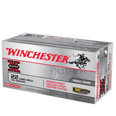 500 Round Brick .22 LR Winchester Super X Power Point HP 40 Grain High Velocity 1280 fps X22LRPP