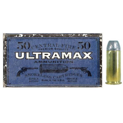 Ultramax Cowboy Action Ammunition .44 Long Colt Lead Round Nose Flat Point, 200 Grain, 600 fps, 50 Round Box