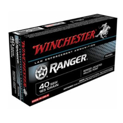 Winchester .40S&W Ranger JHP, 165 Grain, 1140fps, 50 Round Box RA40BA