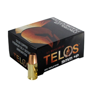G2 Research Telos 9mm Luger +P Ammunition 20 Rounds 92 Grain Solid Copper Hollow Point 1250fps