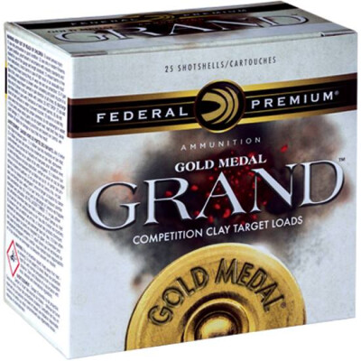 Federal Gold Medal Grand 12 Gauge Ammunition 25 Rounds 2-3/4" #8 Lead Shot 1oz 1180 fps