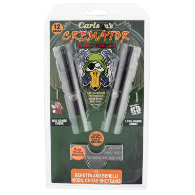 Carlson's Cremator Waterfowl Choke Tube 12 Gauge Extended Non-Ported MR and LR Beretta Benelli Mobil Choke Tubes Steel Black Finish