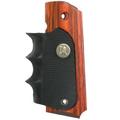 Pachmayr American Legend 1911 Grips With Finger Grooves Wood/Rubber Brown 00423