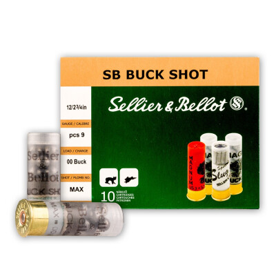 Sellier & Bellot 12 Gauge Shotshell 250 Rounds 2-3/4" 00 Buck 9 Pellets