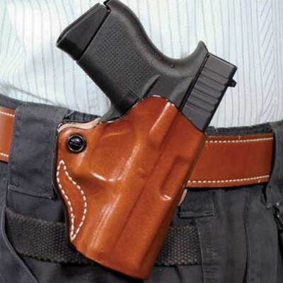 DeSantis Mini Scabbard Holster fits 1911 with 4 to 4.25" Barrels Up To 1.5" Belts Leather tan