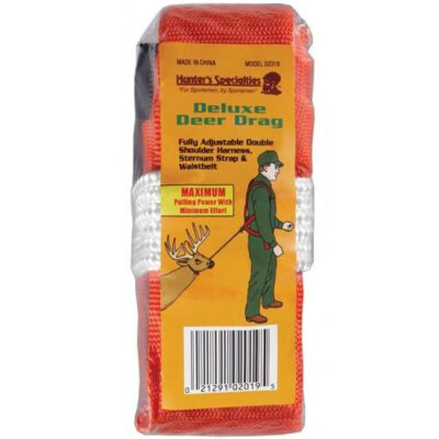 Hunters Specialties Deluxe Deer Drag Adjustable Body Harness with Rope Safety Orange 02019