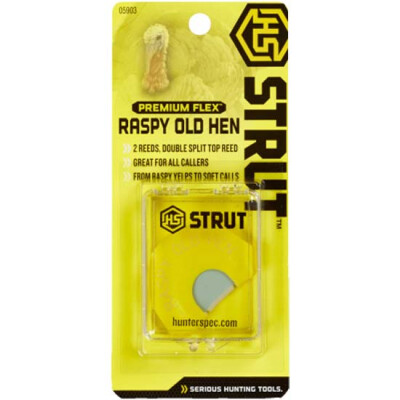 Hunters Specialties Raspy Old Hen Premium Flex Diaphragm Turkey Call Double Reed with Double Split Top Reed Raspy Yelps to Soft Calls Infinity Latex 05903