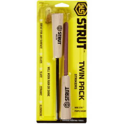 Hunters Specialties Strut Twin Pack Strikers for Turkey Pot Friction Call Striker Wire Strike Carbon and Purple Heart Wood 07067