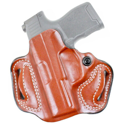 DeSantis Gunhide Mini Slide fits Springfield Hellcat OWB Belt Holster Left Hand Leather Tan