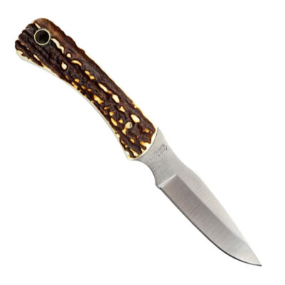 Uncle Henry Next Gen Fixed Knife 3.1" Caper Satin Finish Stainless Steel Blade Staglon Handle with Leather Sheath