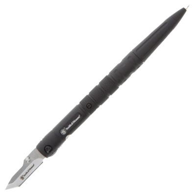 Smith & Wesson Folding Pen Knife 1.6" Tanto Point Blade Aluminum Body Black