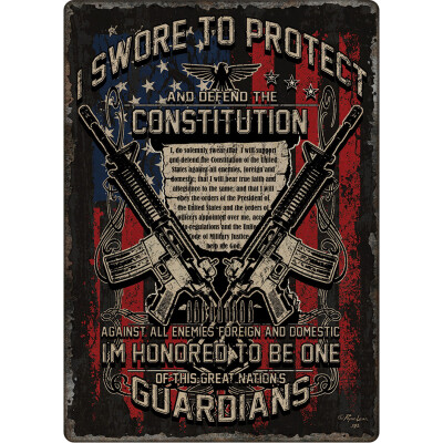 River's Edge Products "Guardians of Constitution" Tin Sign 12 Inches by 17 Inches