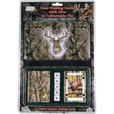 River's Edge Products Realtree Deer Playing Card With Dice Tin 2 Pack 1569