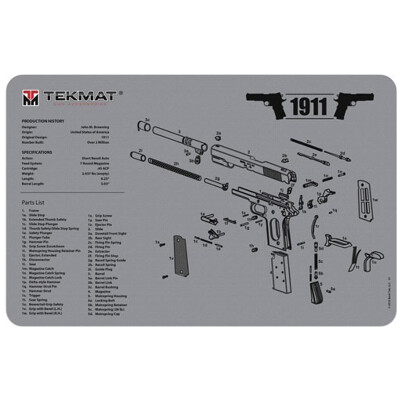 TekMat 1911 Pistol Armorer's Bench Mat 11"x17" Fabric/Neoprene Gray