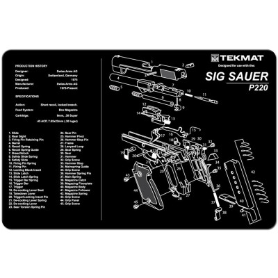 TekMat "SIG Sauer P220" Armorers Bench Mat 11"x17"x1/8" Neoprene 17-SIG220
