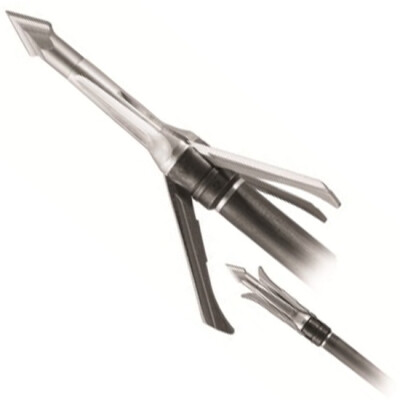 Grim Reaper Broadheads Razorcut SS Three Blade Mechanical Broadheads 100 Grain 1.75" Cutting Diameter Stainless Steel Tip Stainless Steel Blades Aluminum Ferules Black 3 Pack 1804