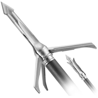 Grim Reaper Broadheads Whitetail Special Razorcut SS Three Blade Mechanical Broadheads 100 Grain 2" Cutting Diameter Stainless Steel Tip Stainless Steel Blades Aluminum Ferules Black 3 Pack 1824