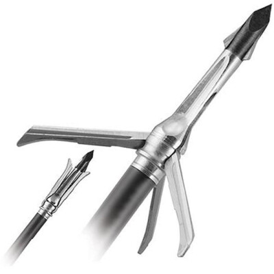Grim Reaper Broadheads Whitetail Special Razortip Three Blade Mechanical Broadheads 100 Grain 2" Cutting Diameter Steel Tip Stainless Steel Blades Aluminum Ferules Black 3 Pack 1924