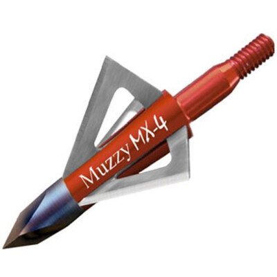 Muzzy MX4 Broadhead 4 Blades 100 Grain 1.13" Cutting Diameter Trocar Tip 3 Pack 209-MX4-3