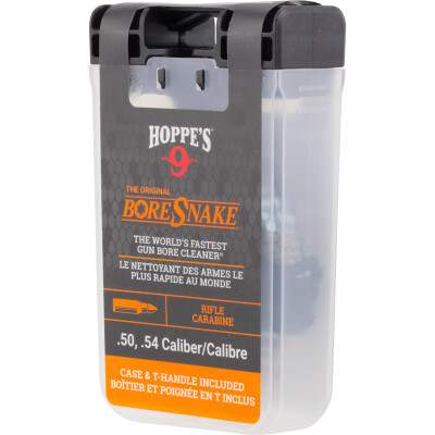 Hoppe's No. 9 Boresnake Snake Den .50/.54 Caliber Rifle Length Pull Thru Bore Cleaning Rope with Bronze Brush and Carry Case with Pull Handle Lid