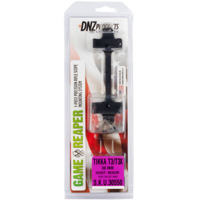 DNZ Products Game Reaper One Piece Scope Base/Ring Combo Tikka T3/T3X 30mm Tube Medium Height Aluminum Matte Black 