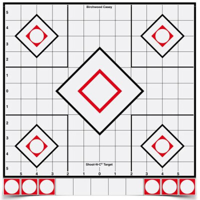 Birchwood Casey Shoot-N-C 12" White/Black Sight-In Paper Target Self-Adhesive Black Splatter Indoor/Outdoor 5 Pack 34219