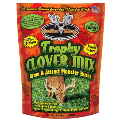Antler King Trophy Clover Chicory Seed Food Plot Mix Deer Turkey 3.55 lbs 1/2 Acre