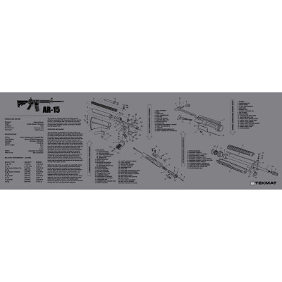TekMat "AR-15" Armorers Bench Mat 12"x36"x1/8" Neoprene Grey 36-AR15GY