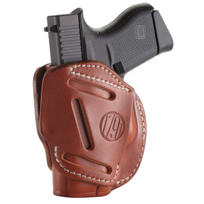 1791 Gunleather 3WH 3 Way Multi-Fit OWB Concealment Holster for .380 ACP Semi Auto Models Ambidextrous Draw Leather Classic Brown