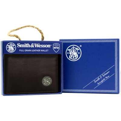 Cameleon Smith & Wesson Bifold Wallet Genuine Leather Brown
