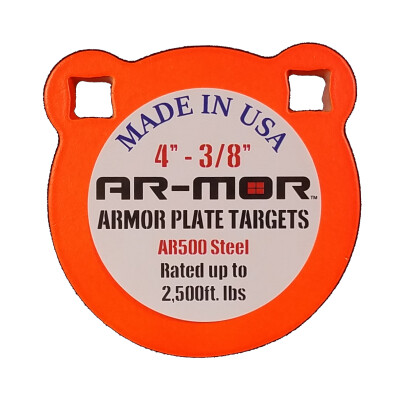 AR-Mor Armor Plate Targets 4" AR500 Gong Steel Shooting Target 3/8" Thick Pre-Painted/Ready to Use Orange Finish