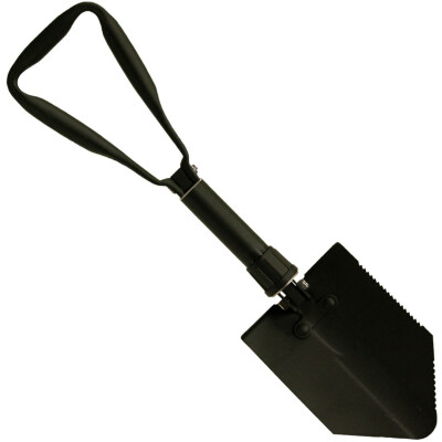 Red Rock Outdoors Camper Tri-Fold Shovel Serrated Edges Black Steel Construction