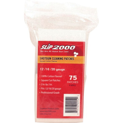 Slip 2000 Gun Cleaning Patches 12/16/20 Gauge Shotgun 3" Square Cotton Flannel 75 Count