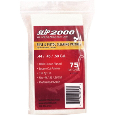 Slip 2000 Gun Cleaning Patches .44/.45/.50 Caliber 3" Square Cotton Flannel 75 Count