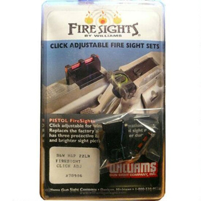 Williams Firesight Set Smith & Wesson M&P 22 Compact Pistol Fiber Optic Sights Fixed Front Adjustable Rear Sights Aluminum Matte Black 
