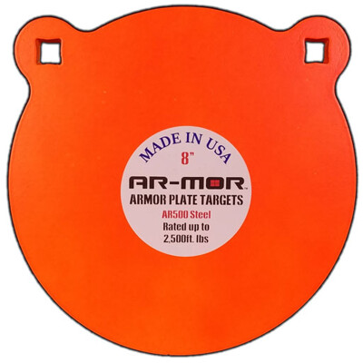 AR-Mor Armor Plate Targets 8" AR500 Gong Steel Shooting Target 3/8" Thick Pre-Painted/Ready to Use Orange Finish