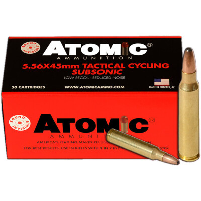 Atomic Tactical Cycling 5.56 NATO Sub-Sonic Ammunition 50 Rounds 112 Grain SPRN 1050fps