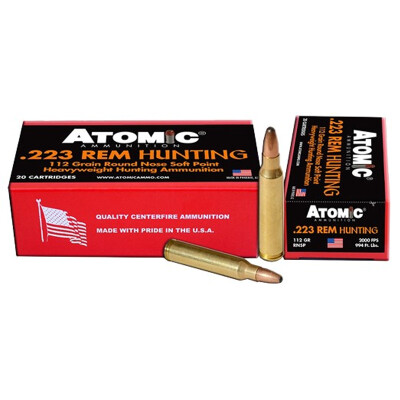 Atomic Hunting .223 Remington Ammunition 20 Rounds 112 Grain Round Nose Soft Point Projectile 2000fps