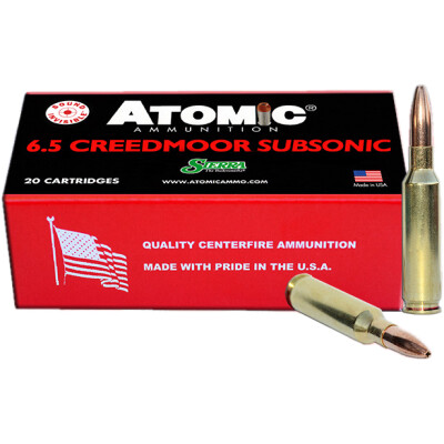 Atomic Ammunition 6.5 Creedmoor Subsonic 20 Rounds 130 Grain HPBT 1050fps