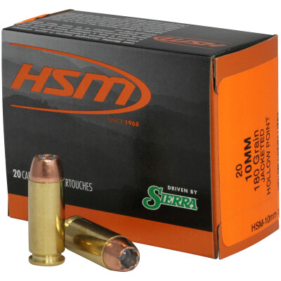 HSM Pro Pistol Hunter 10mm Auto Ammunition 20 Rounds 180 Grain Sierra JHP