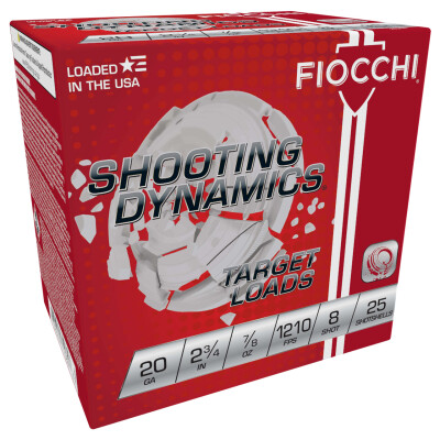 Fiocchi Shooting Dynamics 20 Gauge Shotshell 2-3/4" #8 Lead 7/8 oz 250 Round Case