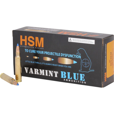 HSM Varmint Blue .223 Remington Ammunition 20 Rounds BlitzKing 55 Grain