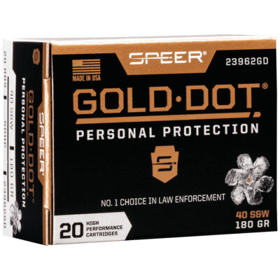 Speer Gold Dot Personal Protection .40 S&W Ammunition 20 Rounds 180 Grain GDHP 1025fps
