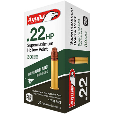 Aguila Supermaxium .22 LR Ammo 50 Rounds 30 Grain CP HP