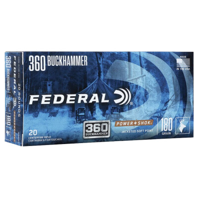 Federal Power-Shok .360 Buckhammer Ammunition 20 Rounds JSP 180 Grain